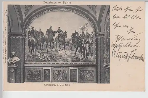 (109851) AK Berlin, Zeughaus, Wandgemälde Königgrätz 3. Juli 1866, gelaufen 1910