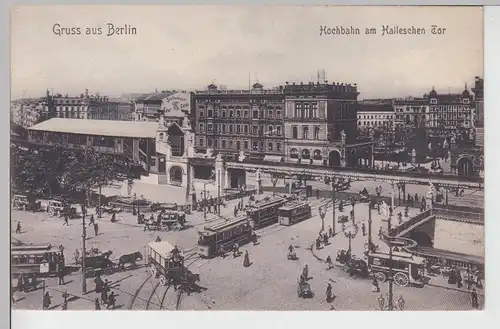 (109268) AK Gruß aus Berlin, Hochbahn am Hallischen Tor, Pferdebahn, Straßenbahn