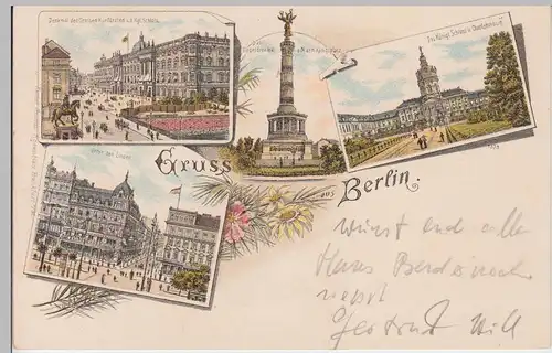 (109118) AK Gruß aus Berlin, Schloss Charlottenburg, Denkmal Kurfürst, bis 1905