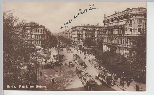 (108814) Foto AK Berlin, Tiergarten, Potsdamer Brücke, Straßenbahn 1925