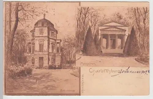 (106930) Künstler AK Berlin, Charlottenburg, Mausoleum, Belvedere 1902
