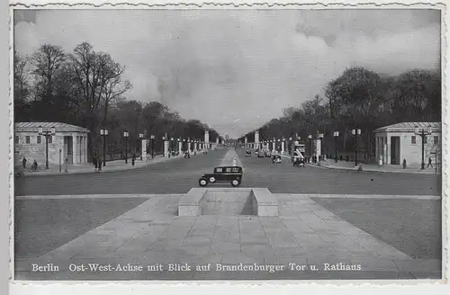 (105760) AK Berlin, Ost-West-Achse m. Bl. a. Brandenburger Tor, vor 1945