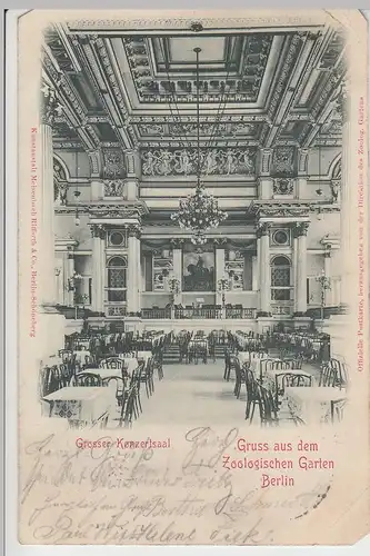 (105120) AK Berlin, Gruss aus dem Zoologischen Garten, Großer Konzertsaal, 1900