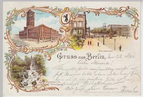 (104890) AK Gruss aus Berlin, Mehrbild Litho 1899