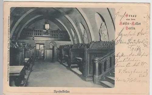 (104889) AK Berlin, Gruss aus dem Kaiser-Keller, Apostelkeller, 1900