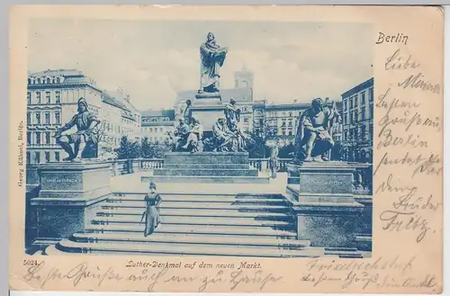 (104887) AK Berlin, Luther-Denkmal auf dem neuen Markt, 1899