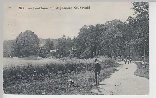 (104878) AK Berlin Grunewald, Blick von Paulsborn auf Jagdschloss 1920