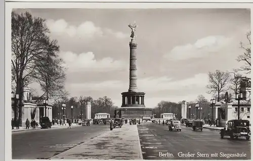 (103222) Foto AK Berlin, großer Stern mit Siegessäule, vor 1945