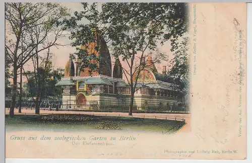 (101846) AK Berlin, Zoologischer Garten, Elefantenhaus, 1902