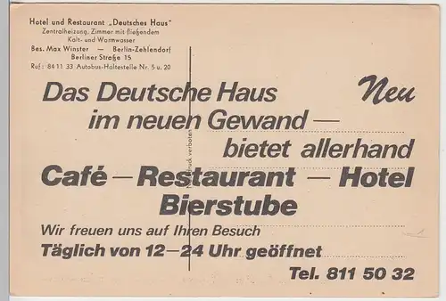 (100412) AK Berlin, Zehlendorf, Restaurant Deutsches Haus