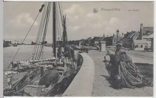 (4861) AK Nieuwpoort, Belgien, Quai, Segelboot, vor 1945