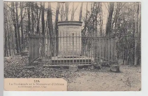 (109975) AK Spa, La Promenade et le Monument d'Orléans, Feldpost 1915