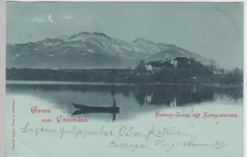 (99142) AK Gruss vom Chiemsee, Mondscheinkarte 1900