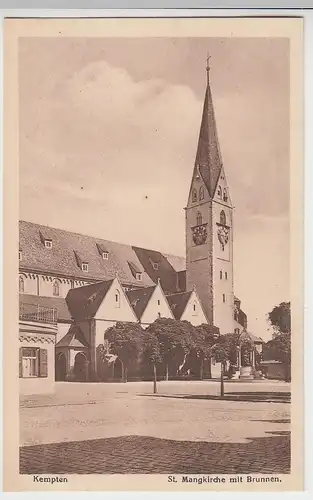 (99060) AK Kempten, St. Mangkirche mit Brunnen, vor 1945