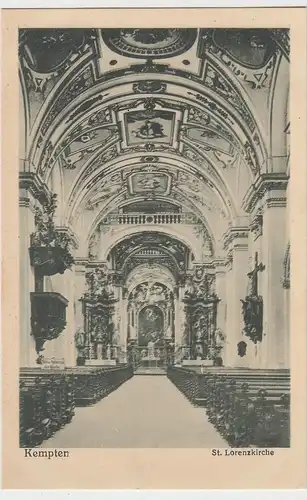 (99057) AK Kempten, St. Lorenzkirche Inneres, vor 1945