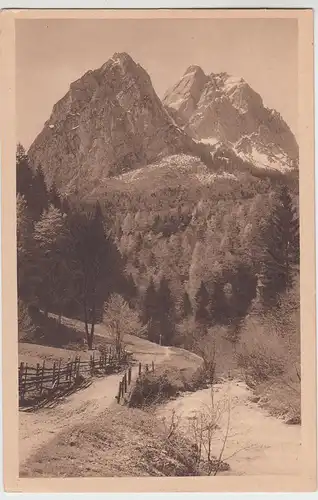 (98932) AK Hammersbach mit großem und kleinem Waxenstein, vor 1945