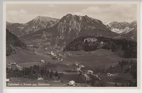 (98194) Foto AK Tiefenbach und Wasach gegen Nebelhorn, vor 1945
