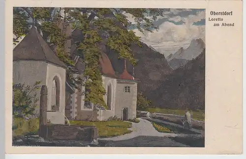 (98189) Künstler AK Oberstdorf, Loretto am Abend, vor 1945