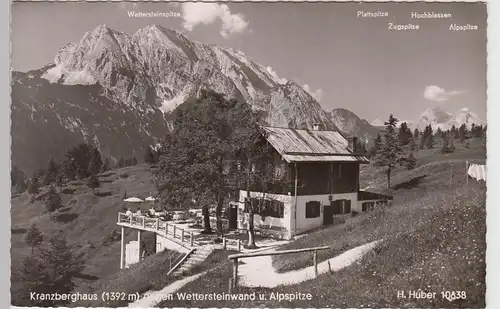 (98181) Foto AK Kranzberghaus gegen Wettersteinwand und Alpspitze, nach 1945