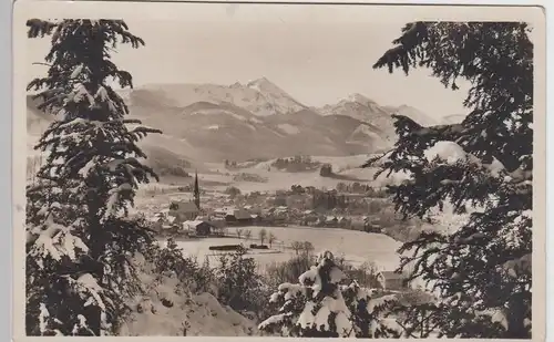 (98169) Foto AK Siegsdorf Obb., Ansicht mit Hochfelln und Hochberg 1930