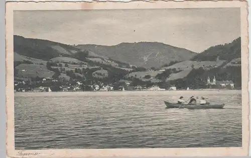(97545) AK Tegernsee, Blick über See, Ruderboot 1931