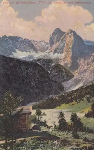 (970) AK Höllental, Wettersteingeb., Höllentalhütte, Zugspitze 1921