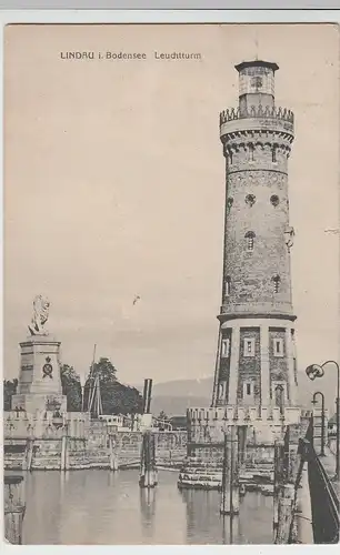 (96038) AK Lindau, Bodensee, Leuchtturm 1912