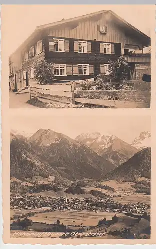 (95988) Foto AK Oberstdorf, Totale u. Haus Renn, vor 1945