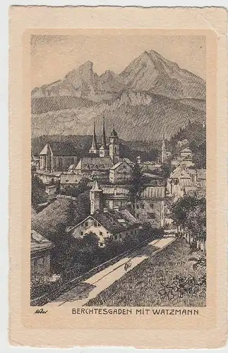 (95979) Künstler AK Berchtesgaden mit Watzmann, vor 1945