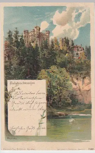 (95960) Künstler AK Hohenschwangau, Schloss, 1898