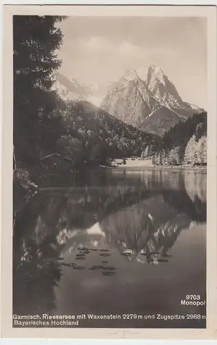(95958) Foto AK Garmisch, Riessersee mit Waxenstein, 1930