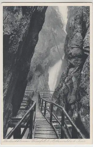 (95929) AK Leutaschklamm Wasserfall bei Mittenwald, 1934