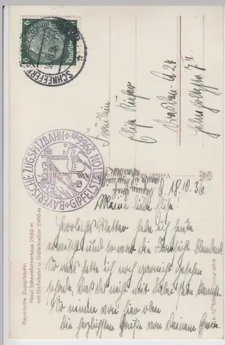 (95916) Foto AK Bayr. Zugspitzbahn, Schneefernerhaus, 1936