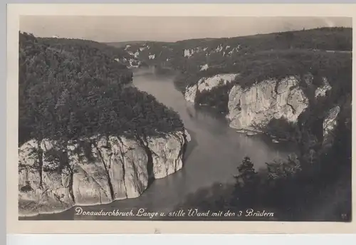 (95636) Foto AK Donaudurchbruch, Lange u. stille Wand m.d. 3 Brüdern, 1933