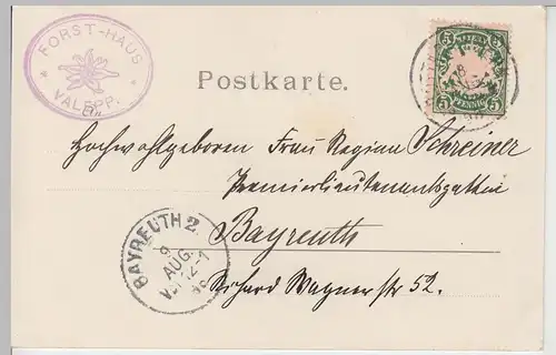 (95456) AK Gruss aus Valepp, Forsthaus, 1898