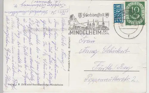 (95455) AK Mindelheim, Mehrbildkarte 1953