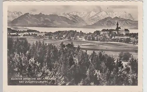 (94962) Foto AK Kloster Andechs, Ammersee, Zugspitzgruppe 1951