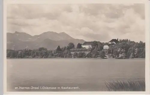 (94929) Foto AK Chiemsee, Herreninsel, Restaurant, vor 1945