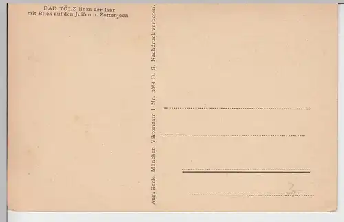 (94795) AK Bad Tölz, Ansicht links der Isar, vor 1945