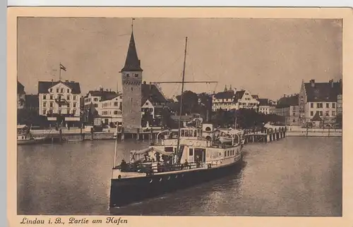 (92751) AK Lindau im Bodensee, Partie am Hafen vor 1945