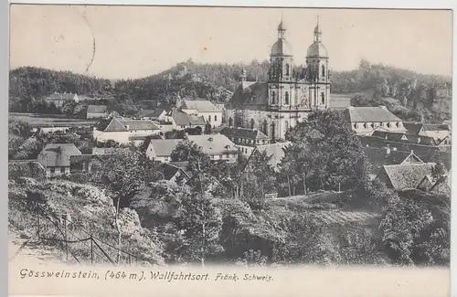 (92530) AK Gößweinstein, Blick zur Basilika, 1909