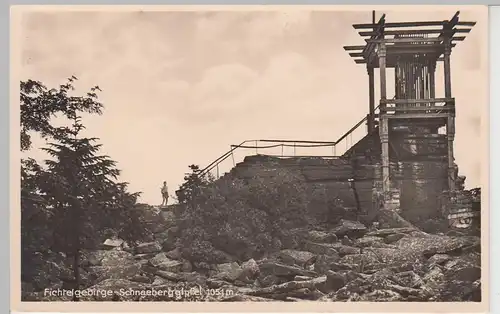 (92498) Foto AK Fichtelgebirge, Schneeberggipfel, vor 1945