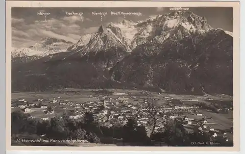 (92487) Foto AK Mittenwald, Totale mit Karwendelgebirge, 1932