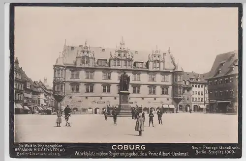 (91706) Foto AK Coburg, Regierungsgebäude, Prinz-Albert-Denkmal, um 1900