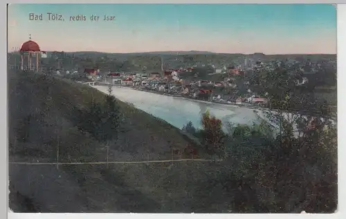 (91525) AK Bad Tölz, Gesamtansicht rechts der Isar, vor 1945