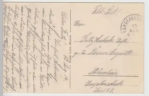 (90176) AK Burghausen, Panorama, Feldpost 1916