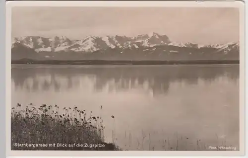 (89797) Foto AK Starnbergersee, Blick auf Zugspitze, 1938