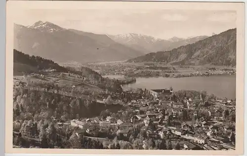 (89789) Foto AK Tegernsee, Ansicht mit Blaubergen 1954