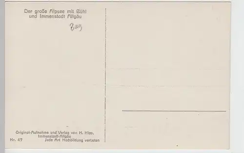 (89786) Foto AK Alpsee mit Bühl u. Immenstadt, vor 1945
