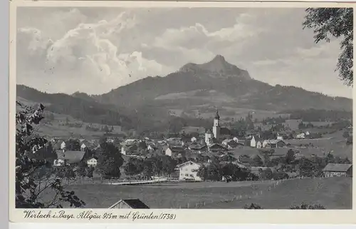 (87881) AK Wertach, Allg., Panorama, Grünten, Sonderstempel 1938